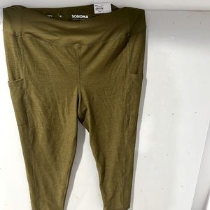 NWT Sonoma Olive Leggings, Pockets, Size xl, Weekender legging